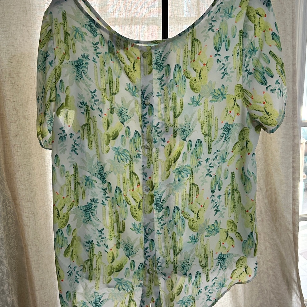 Torrid Sheer Cactus Print Blouse